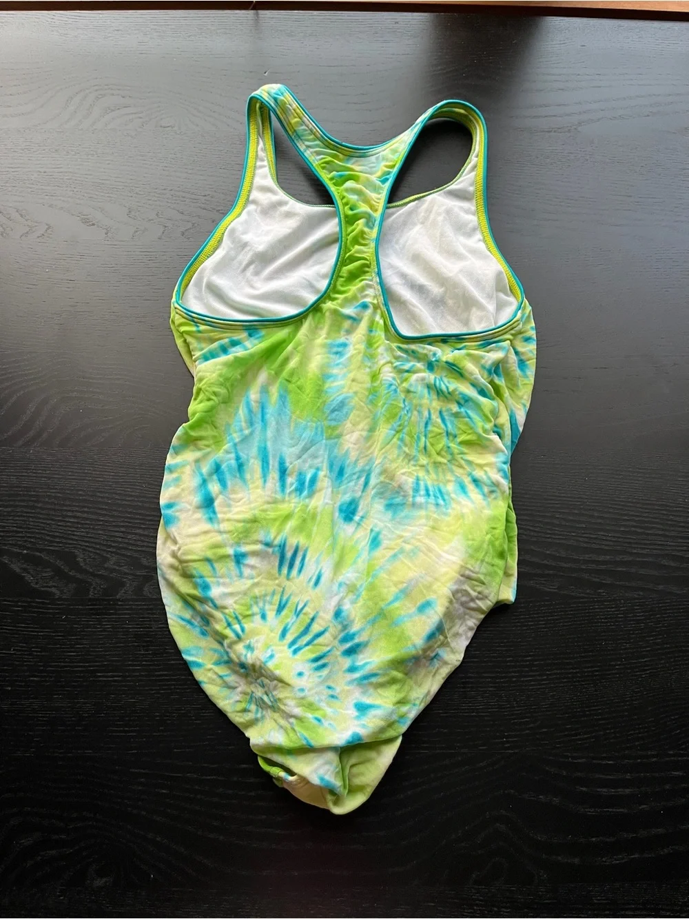 Speedo Girls Lime Green Blue Tie Dye One Piece Swimsuit Size 14 Athletic